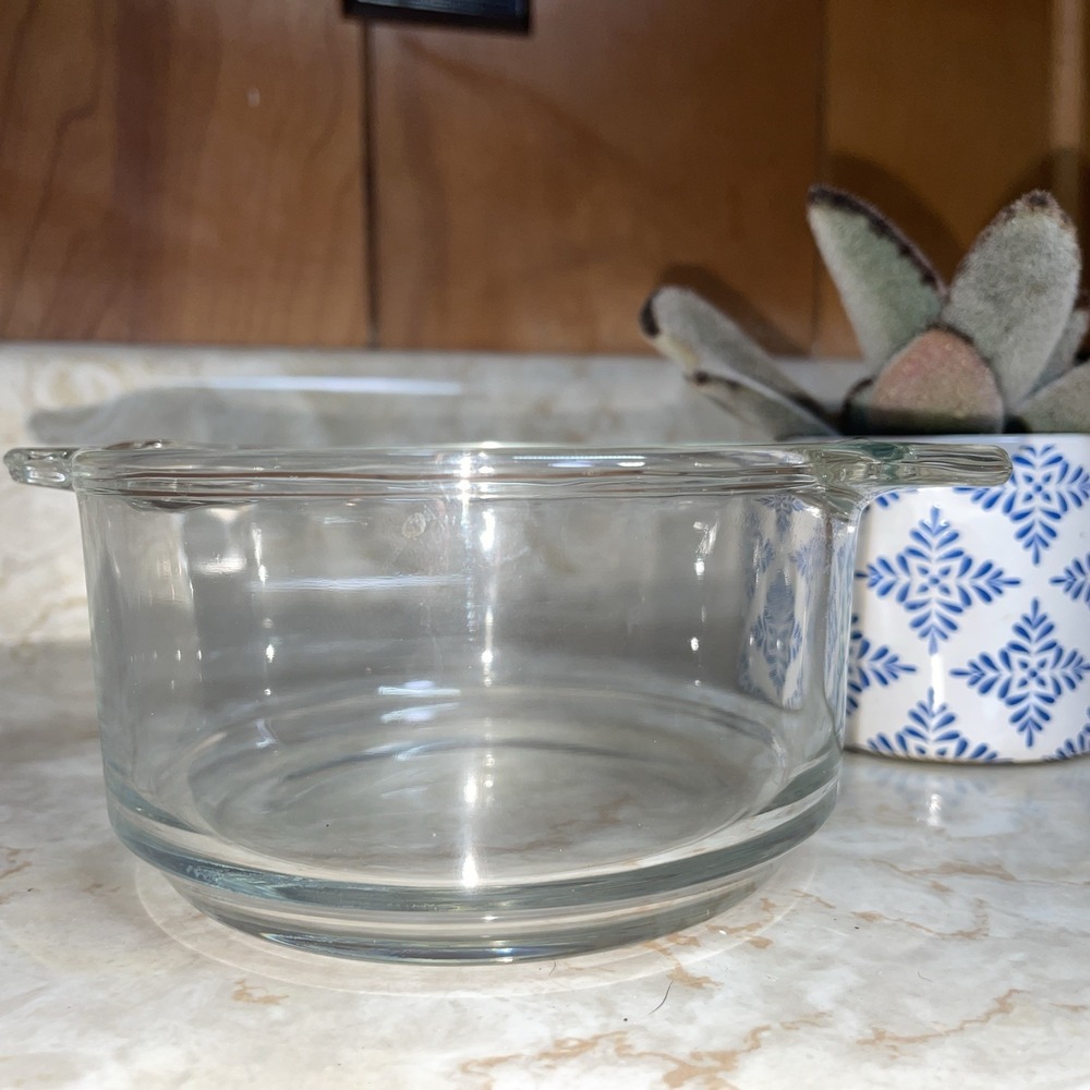 Glass croc pot 6" outer, 4" internal rim (bottom stamped Mexico‎ 15)
